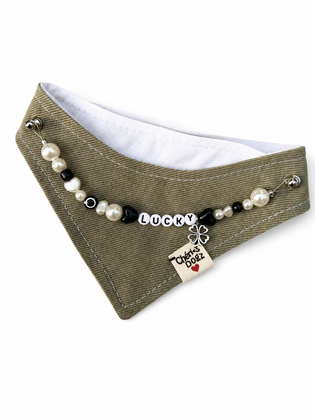 Bandana en jean upcyclé à personnaliser - KAKI