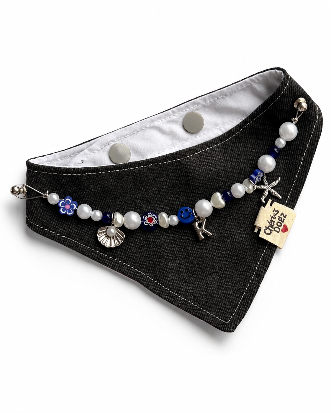 Bandana en jean upcyclé à personnaliser - NOIR