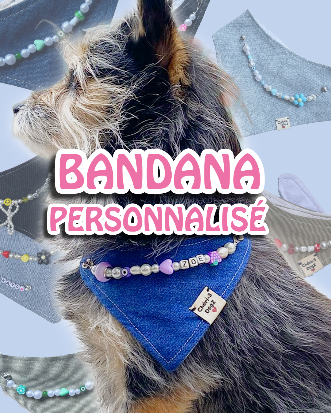 Bandana personnalisé en Jean upcyclé